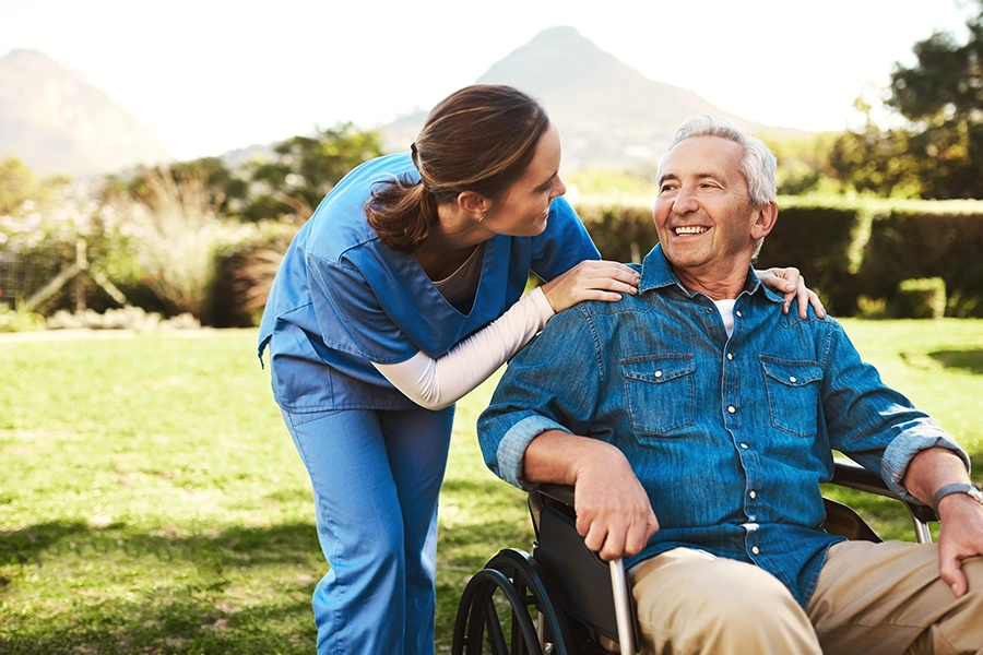 nurse with patient on wheelchair