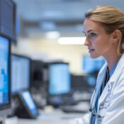 physician working on computer
