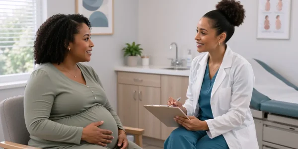 A-doctor-speaks-with-a-pregnant-woman