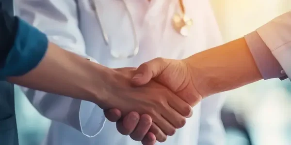 Doctor shaking hands with patient