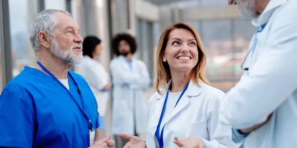 Group of doctors talking during conference