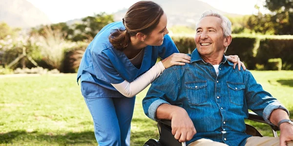 nurse with patient on wheelchair