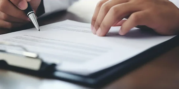 physician reviewing clinical document