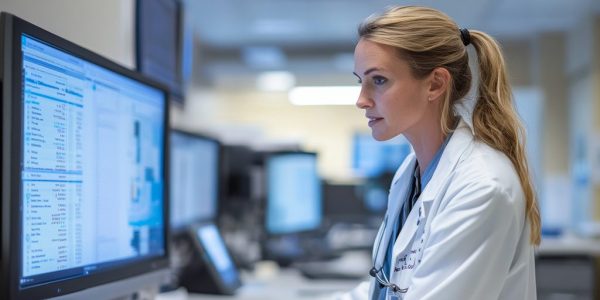 physician working on computer